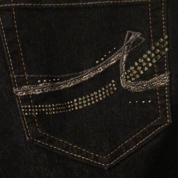 Nine West Indigo Dark Wash Boot Cut Rhinestone Embellished Jeans Size 6 - Picture 5 of 12